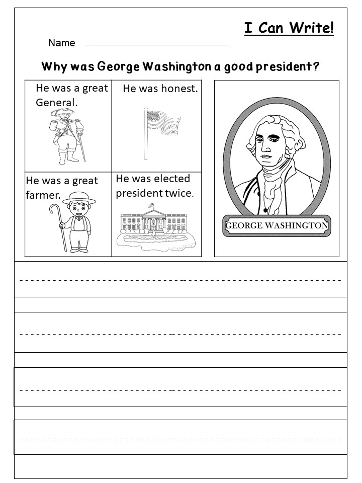 Free President s Day Writing Worksheet Kindermomma