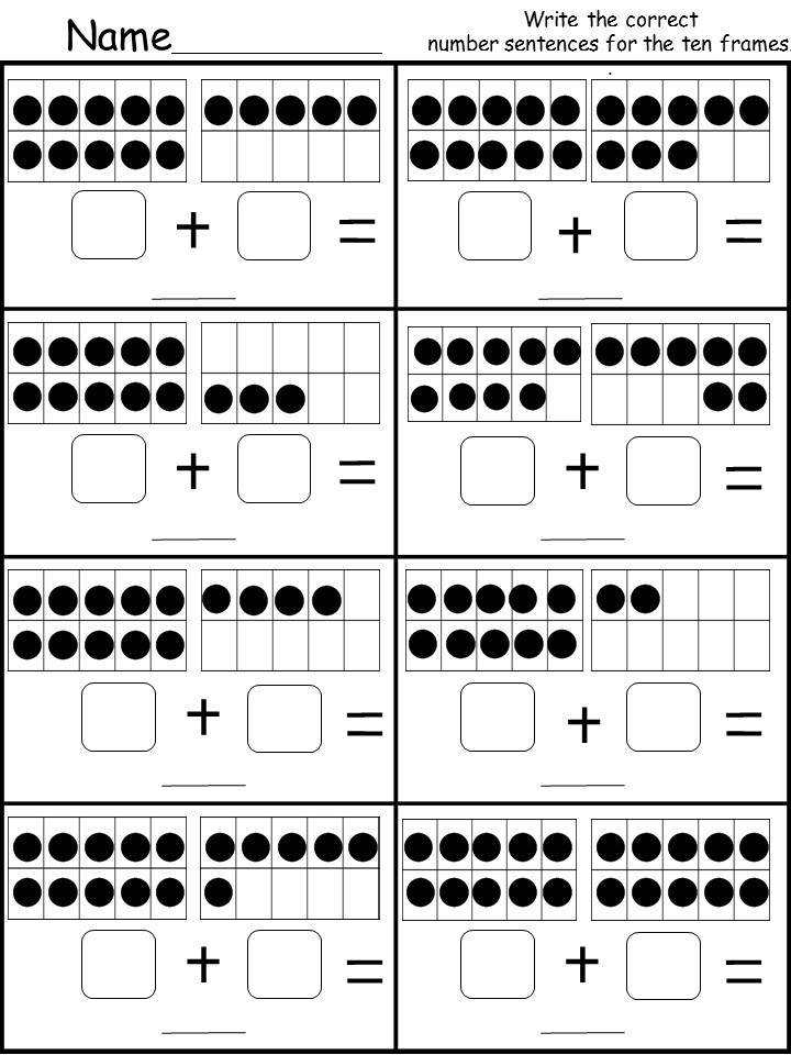Kindergarten Addition To 10 Worksheets Using Pictures And Numbers
