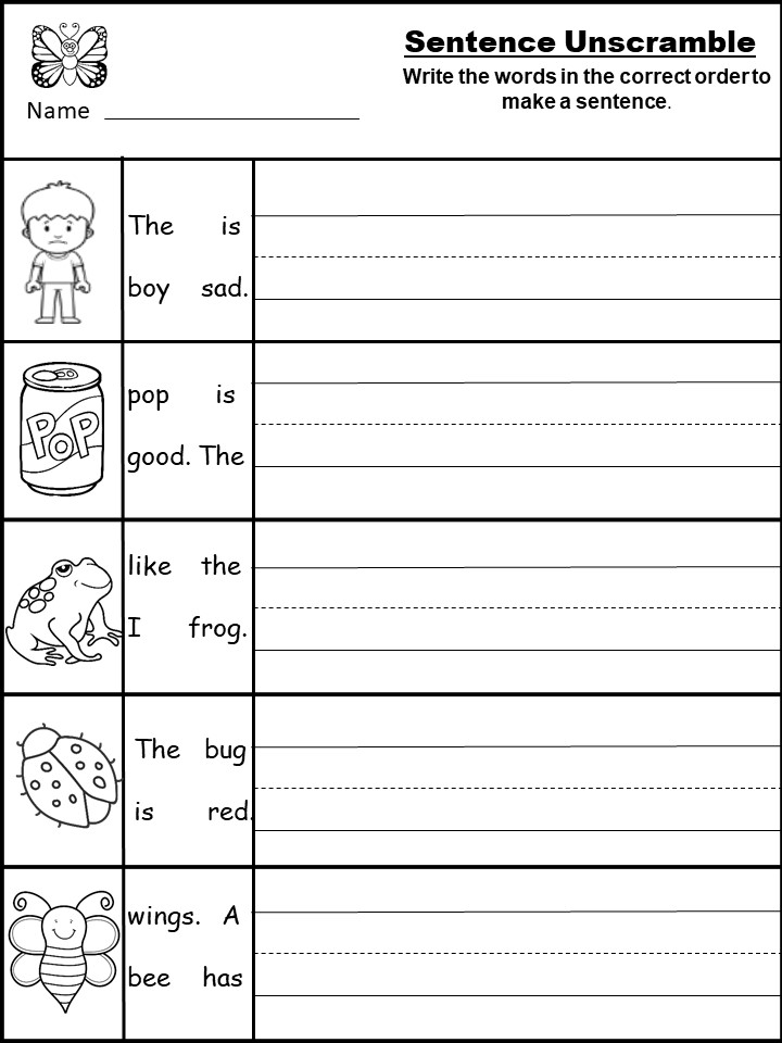 Free Printable Sentence Writing Worksheets - Printable World Holiday