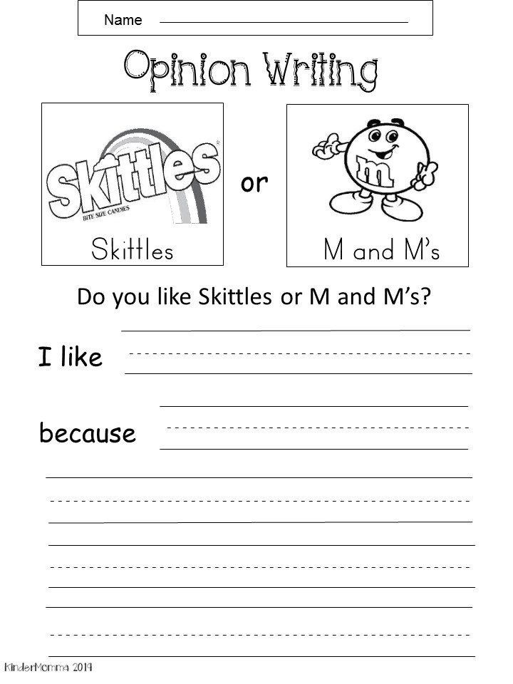 free kindergarten opinion writing printable kindermomma com