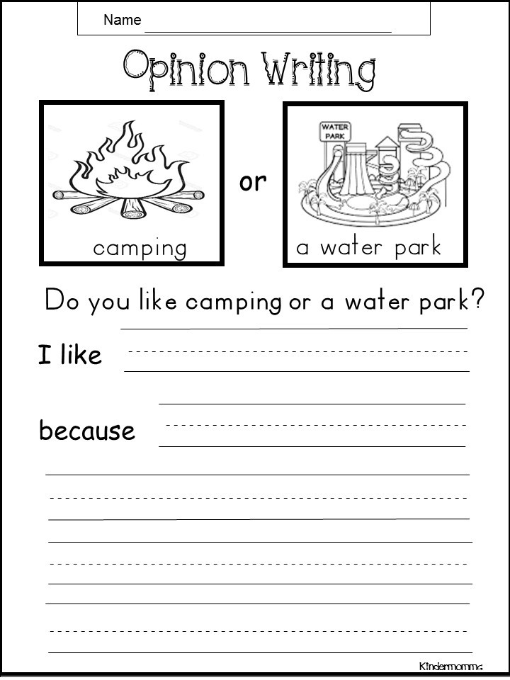 Free Opinion Writing Worksheet Kindermommacom Opinion Writing Writing 